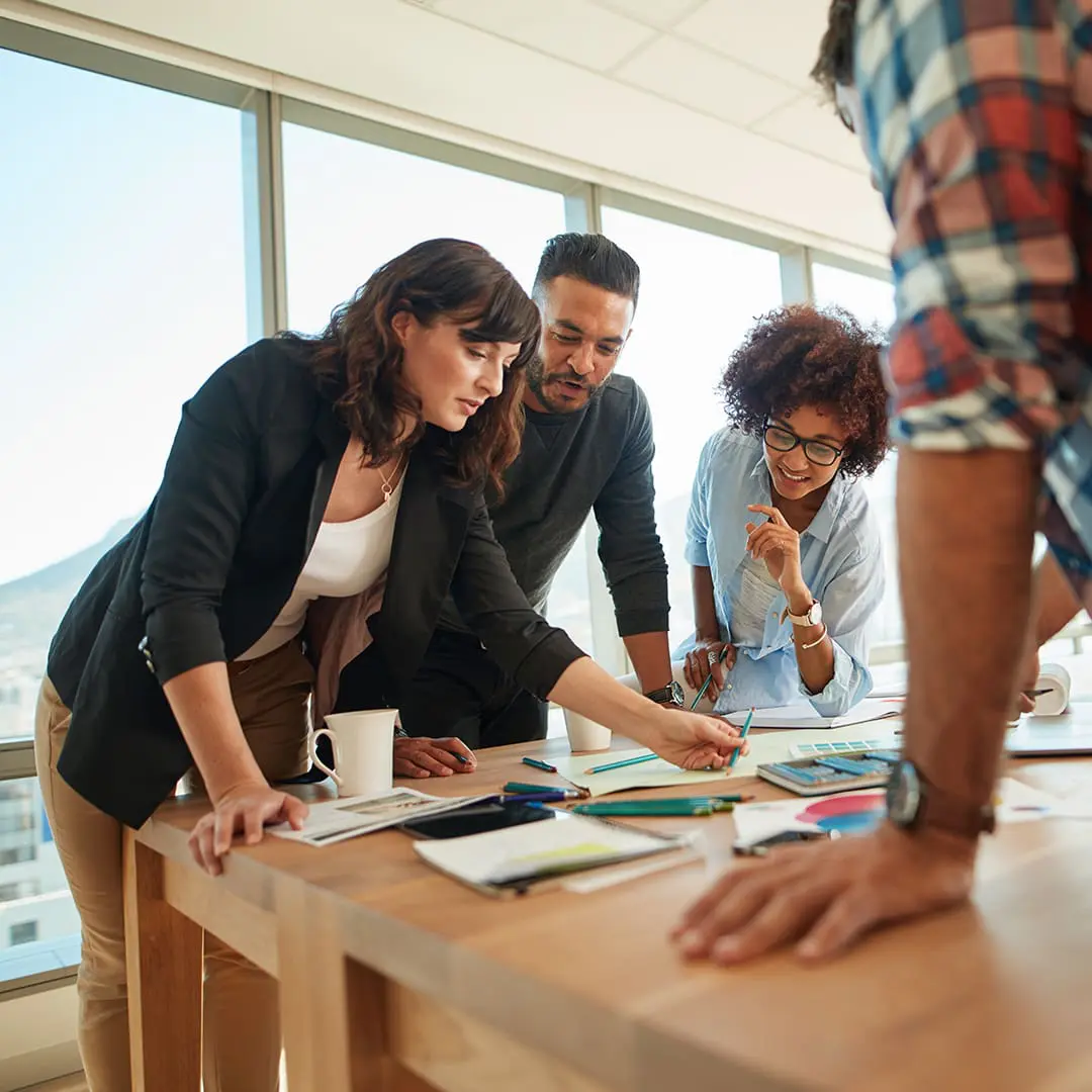 group of coworkers studying together