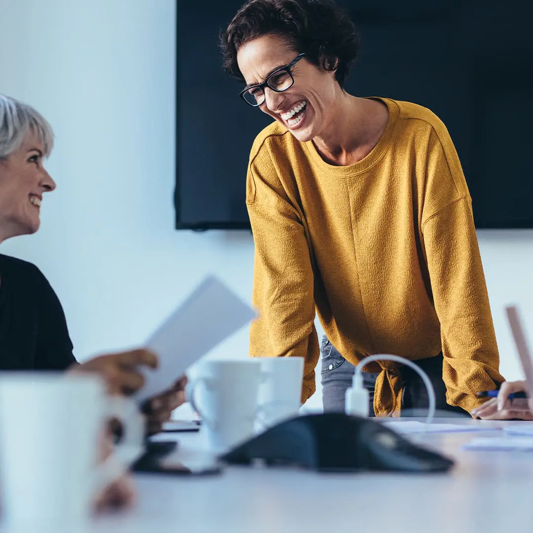 woman in charge of a meeting